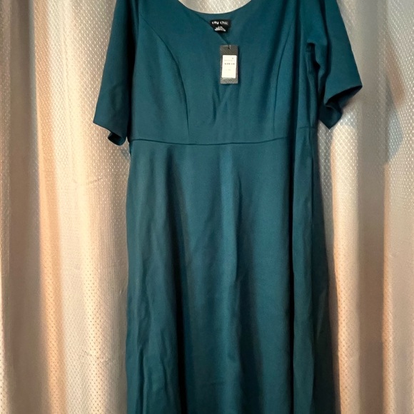 CUTE GIRL ELBOW SLEEVE DRESS - TEAL - Fit & Flare - Picture 5 of 6